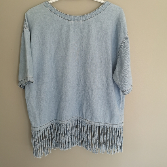 Vintage denim Boho bohemian Southwestern Western Fringe Festival Shirt U… - Picture 2 of 12